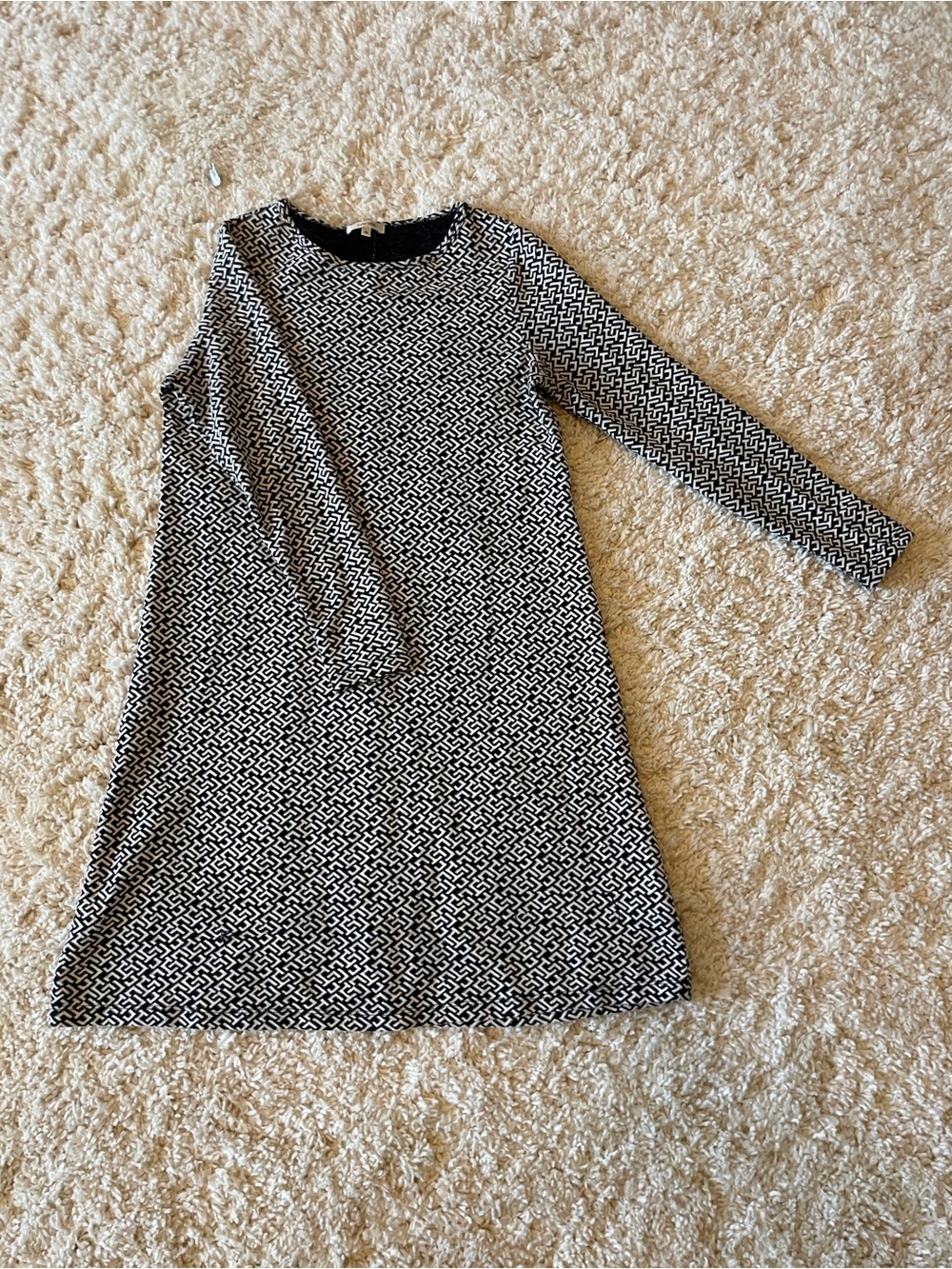 Tyler Boe Black & White Geometric Long-Sleeve Dress